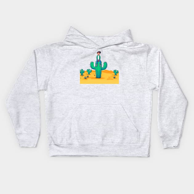 Sitting on thorns on a Mexican cactus Kids Hoodie by Marccelus